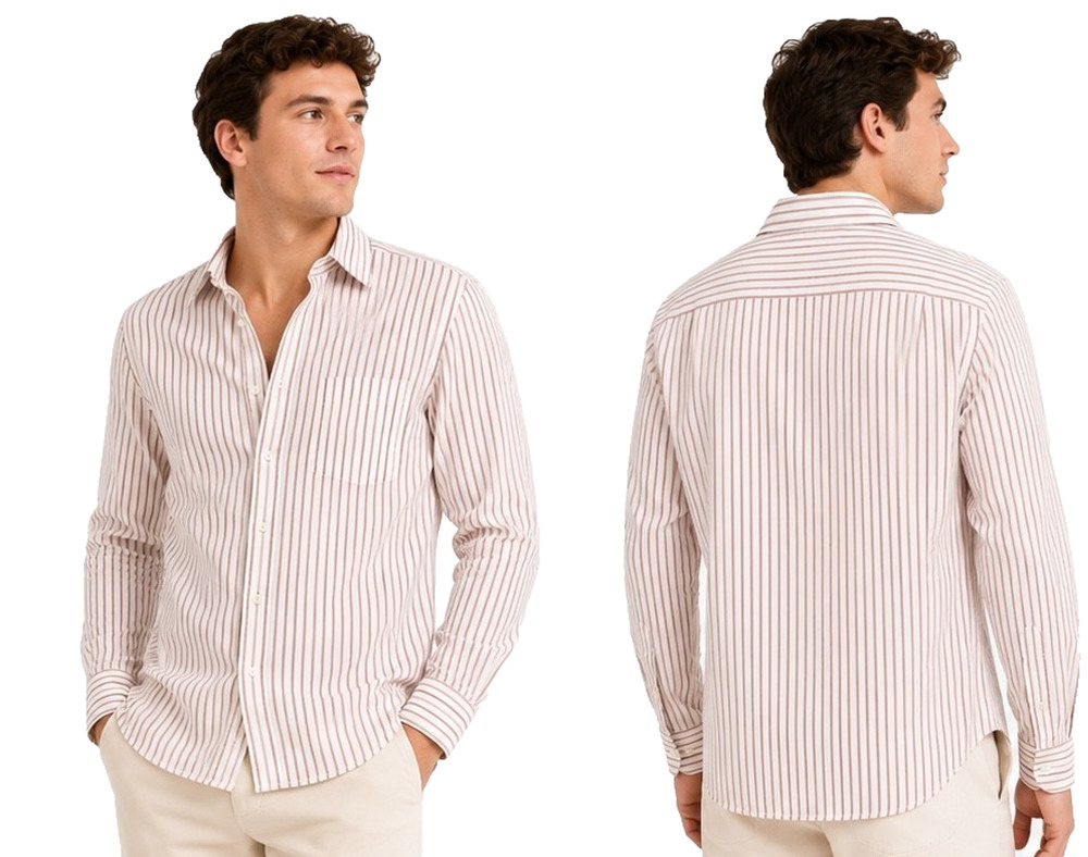 GUCCI MEN'S PINK WHITE STRIPED 100% COTTON BUTTON DOWN SHIRT SIZE 44 17.5 ITALY
